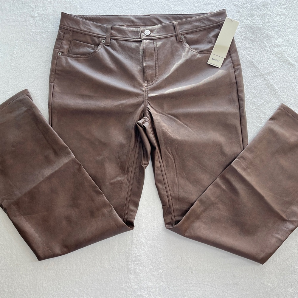NEW No Boundaries Tan Faux Leather Pants size 14